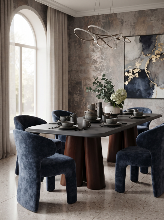 Masa de dining cu forme masive si finisaj elegant cu design contemporan Cava [2]