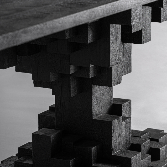 Masa de dining din lemn de mango negru cu coloana centrala PÈTRIA [5]