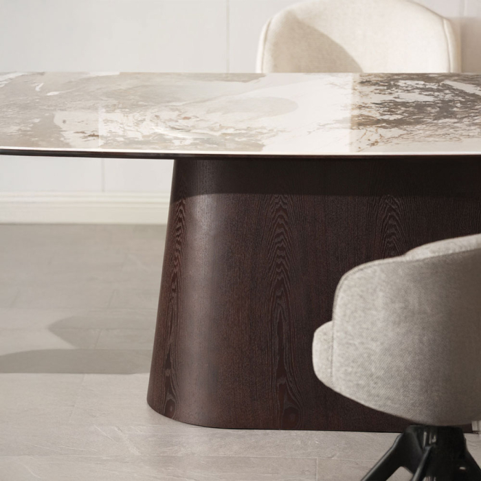 Masă dreptunghiulară de dining din ceramica alb [3]