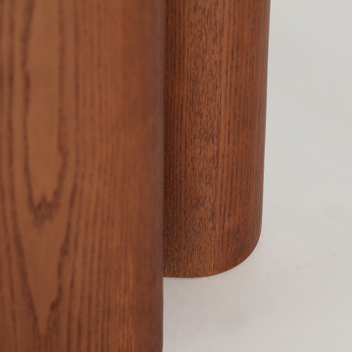 Masă de dining rotundă cu blat și bază cilindrică în același ton de furnir de nuc [4]
