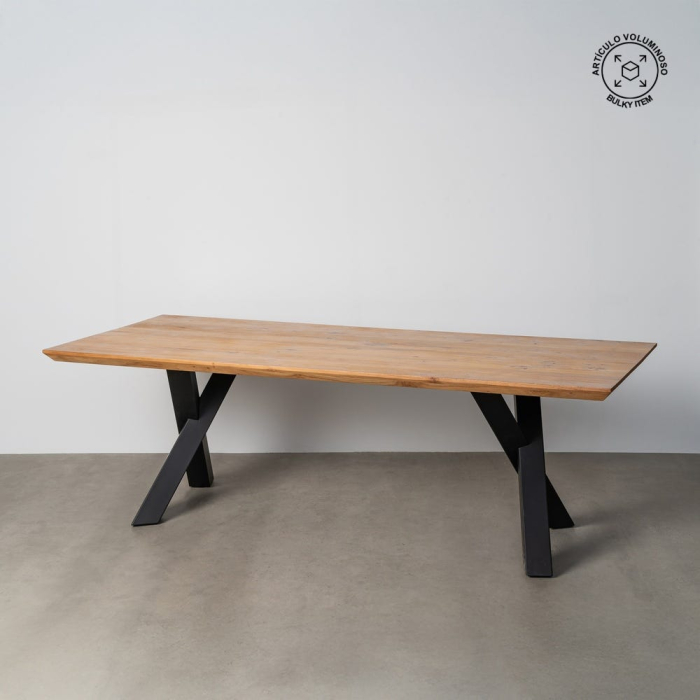 Masă dining acacia și fier – masă industrial modernă [2]