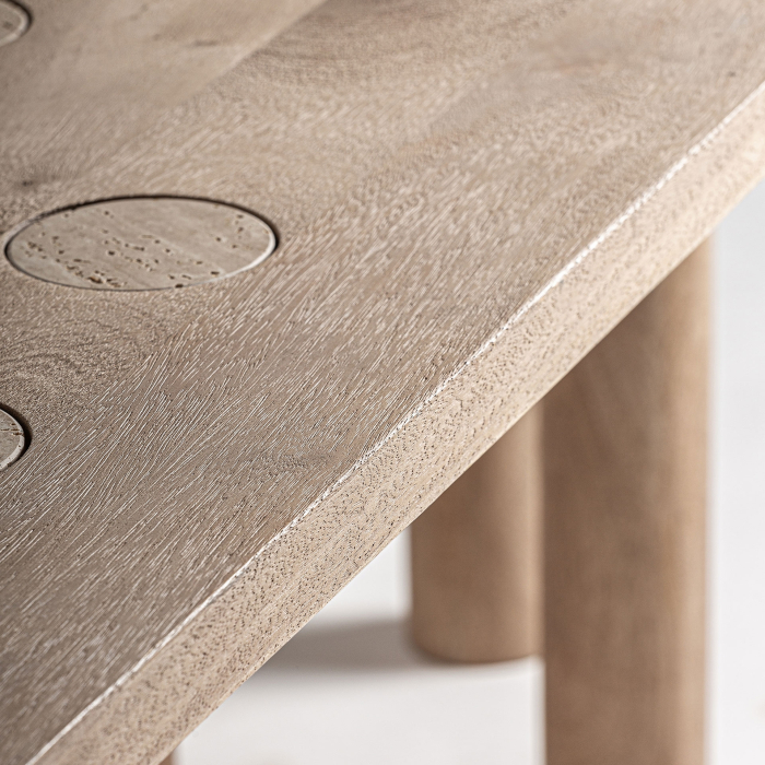 Masă de dining din lemn de mango și travertin cu design sculptural Jacquard [4]