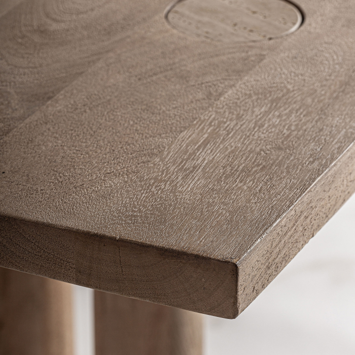 Masă de dining din lemn de mango și travertin cu design sculptural Jacquard [3]