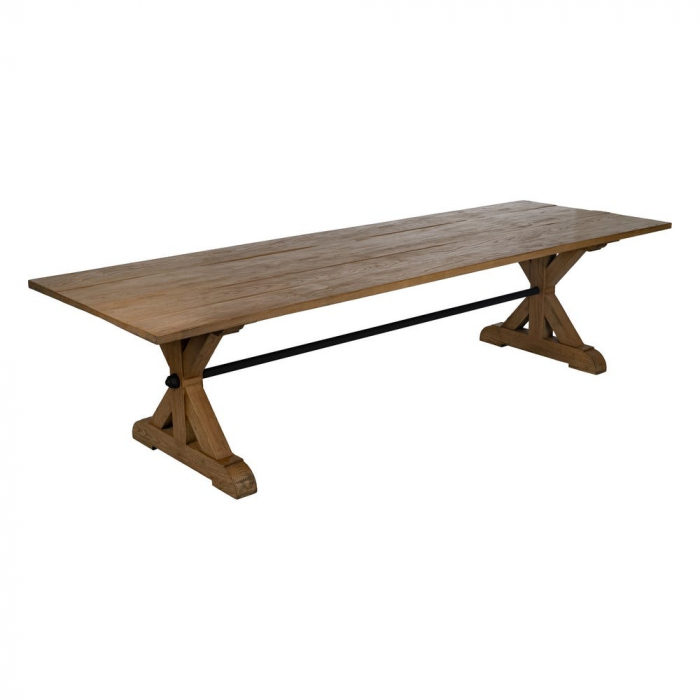Masă dining stejar 300 cm cu bară metalică – rustic industrial statement [2]