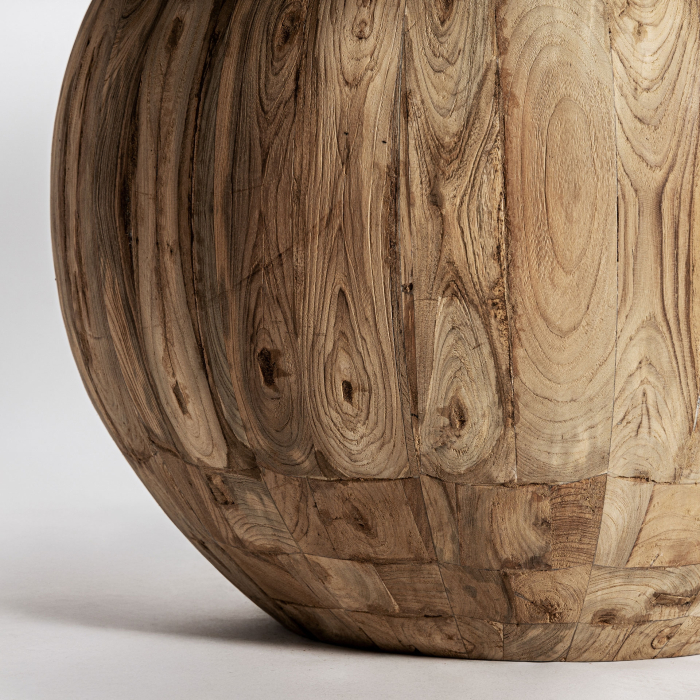 Masa de dining din lemn de tec reciclat cu baza sferica si finisaj patinat Erloy 150x150x80 cm [5]