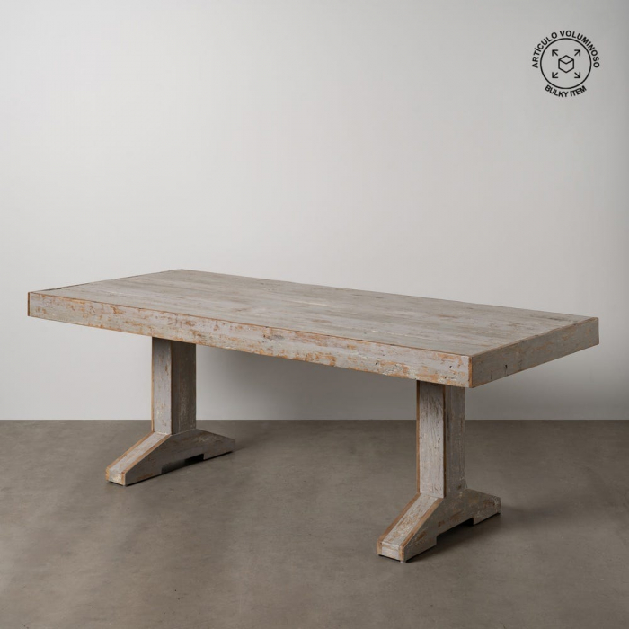 Masă dining lemn reciclat 220 cm – rustic industrial patinat [1]