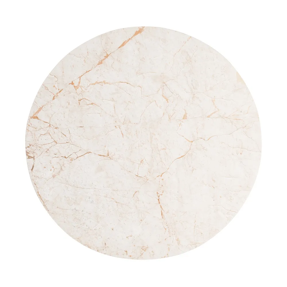 Masă de dining din marmură alb crem și lemn de mango maro [3]