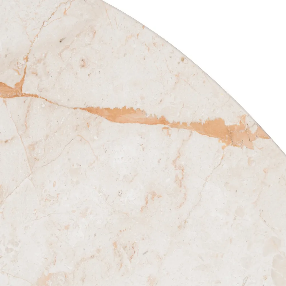 Masă de dining din marmură alb crem și lemn de mango maro [4]