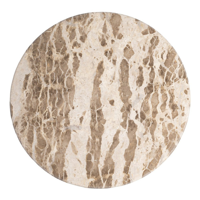 Masă de dining din marmură alb crem și lemn de mango maro închis [8]