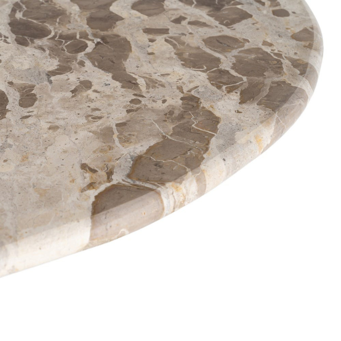 Masă de dining din marmură alb crem și lemn de mango maro închis [3]