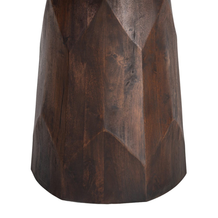 Masă de dining din marmură alb crem și lemn de mango maro închis [5]