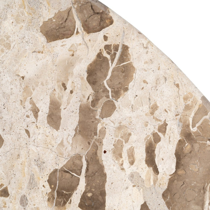 Masă de dining din marmură alb crem și lemn de mango maro închis [7]