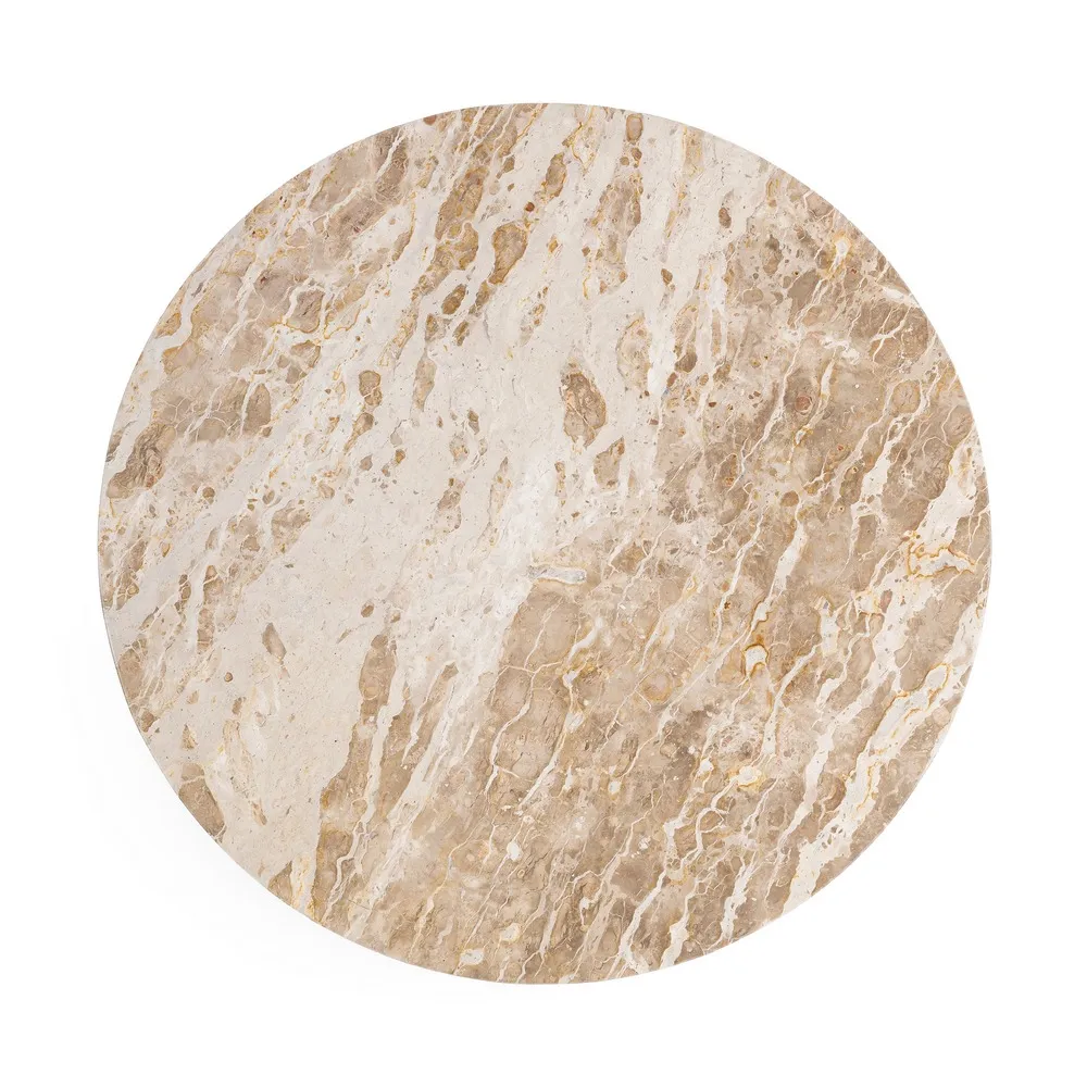 Masă de dining marmură alb crem și lemn mango bază răsucită [3]