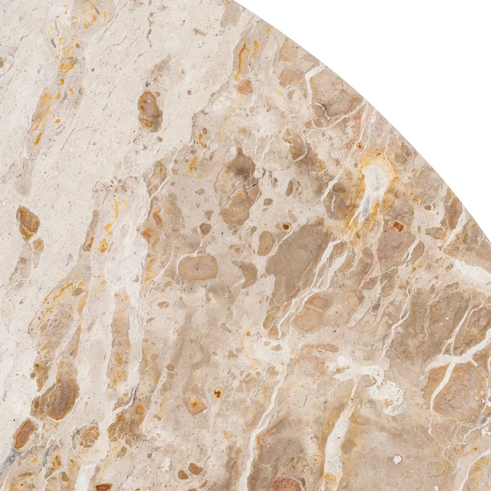 Masă de dining marmură alb crem și lemn mango bază răsucită [4]