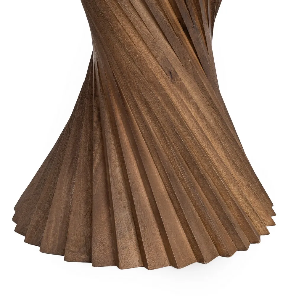 Masă de dining marmură alb crem și lemn mango bază răsucită [5]