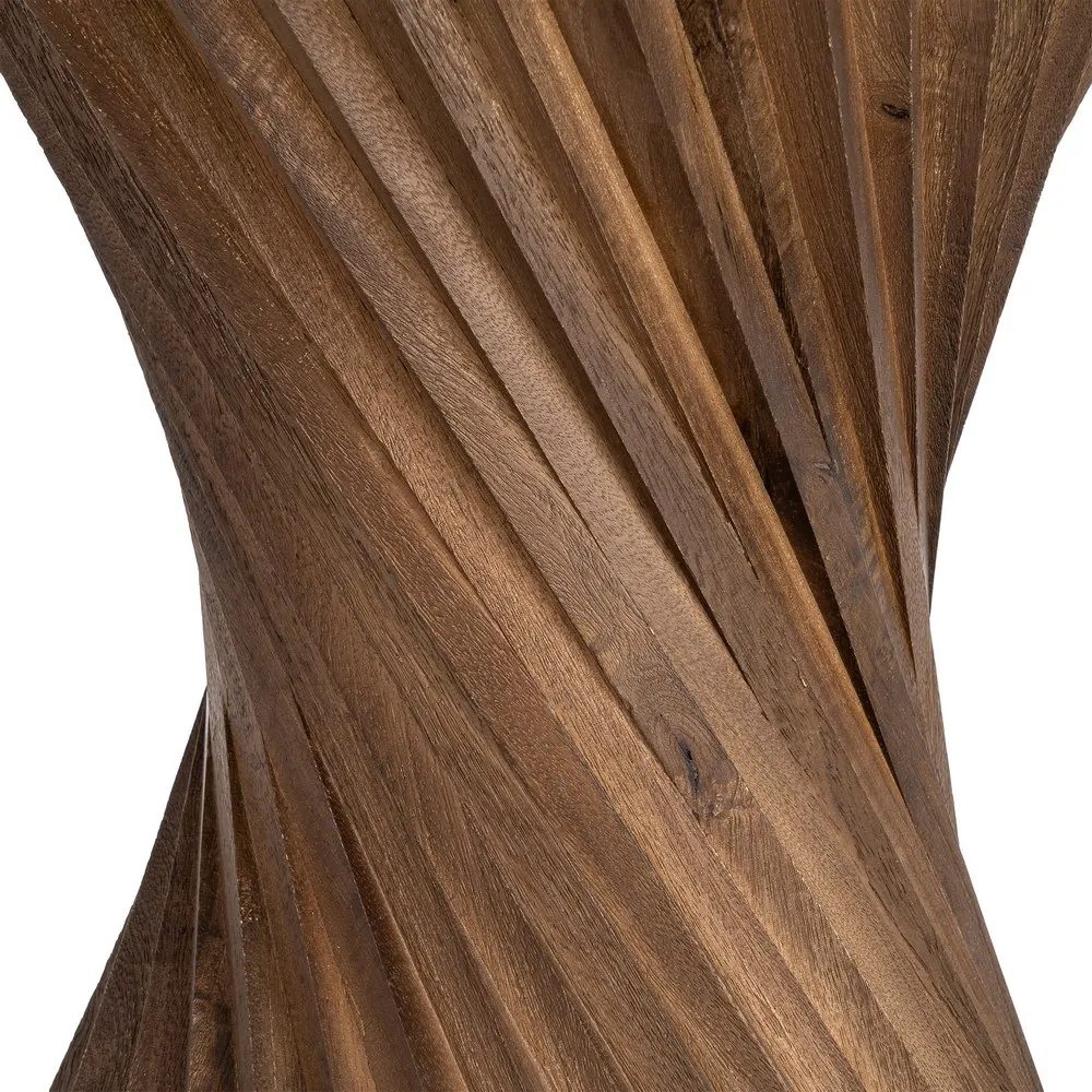 Masă de dining marmură alb crem și lemn mango bază răsucită [7]