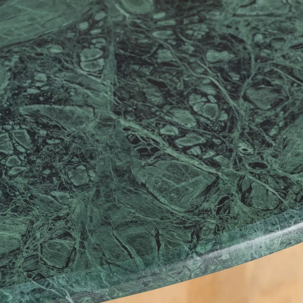 Masa de dining din marmură verde pe bază de lemn de mango – fotografie produs principal [4]