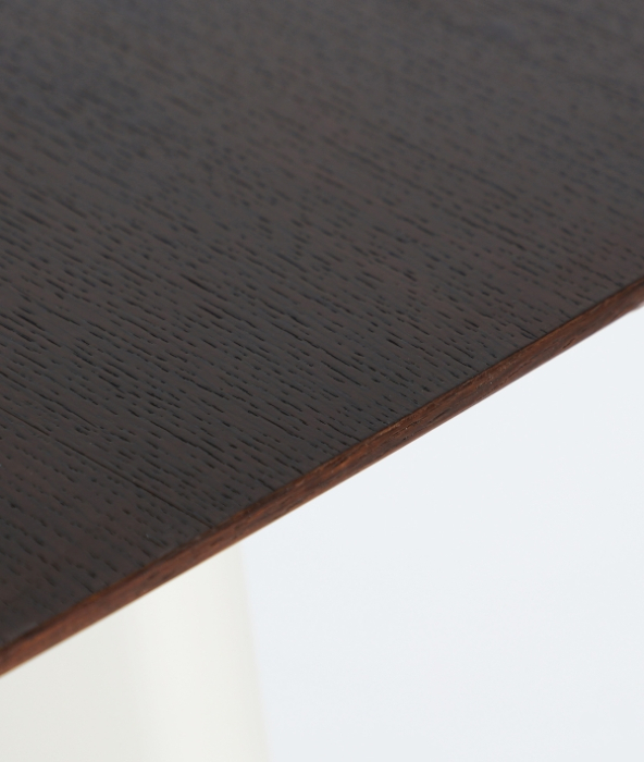 Masa de dining din MDF maro cu furnir de stejar si structura din fier crem Volta [3]