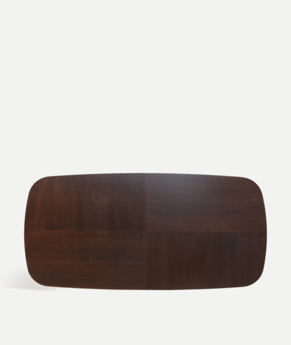 Masa de dining din MDF maro cu furnir de stejar si structura din fier crem Volta [4]