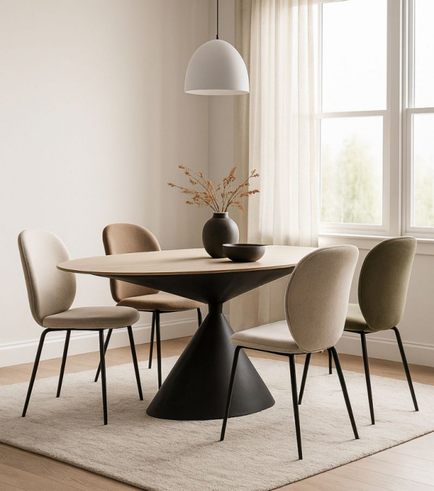 Masă de dining din metal negru cu blat oval [8]