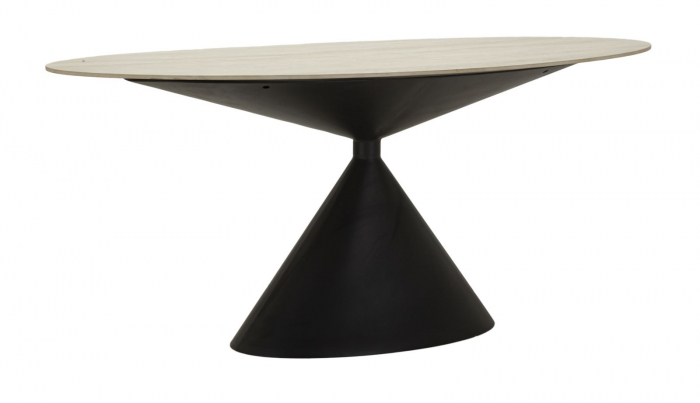 Masă de dining din metal negru cu blat oval [1]