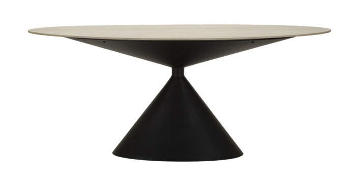 Masă de dining din metal negru cu blat oval [2]