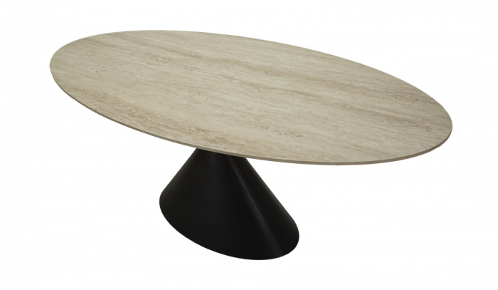 Masă de dining din metal negru cu blat oval [4]