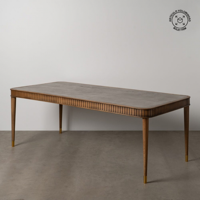 Masă dining microciment & lemn mindi – stil modern rafinat [1]
