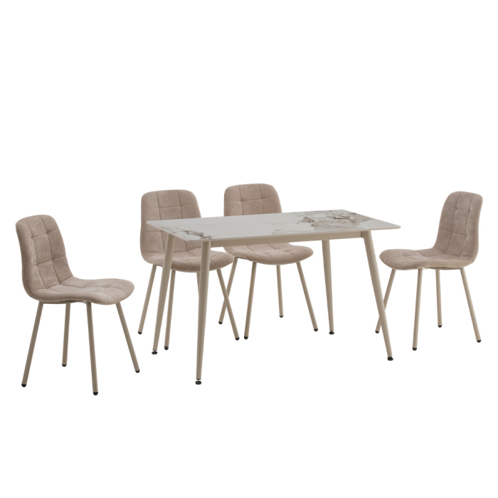 Masă dreptunghiulară de dining din piatra sinterizata alb [7]