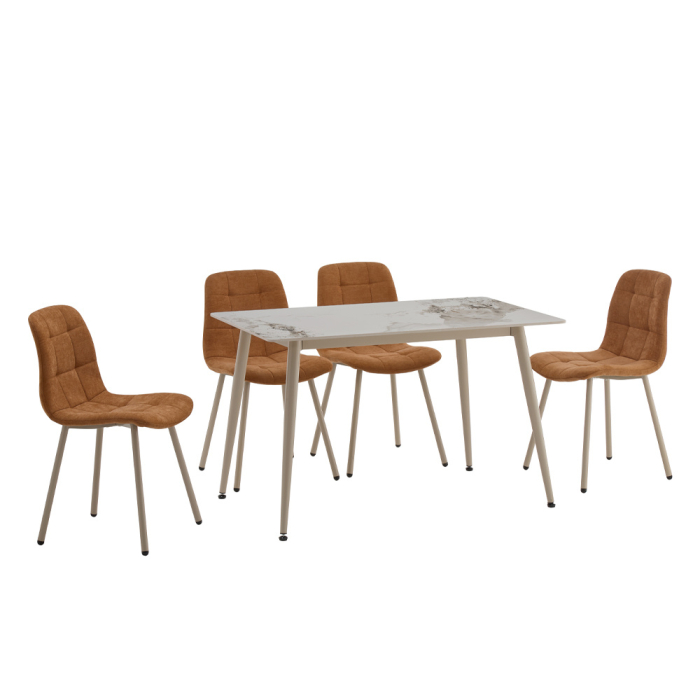 Masă dreptunghiulară de dining din piatra sinterizata alb [6]