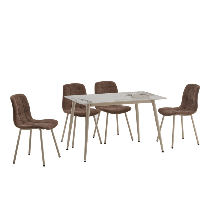 Masă dreptunghiulară de dining din piatra sinterizata alb [5]