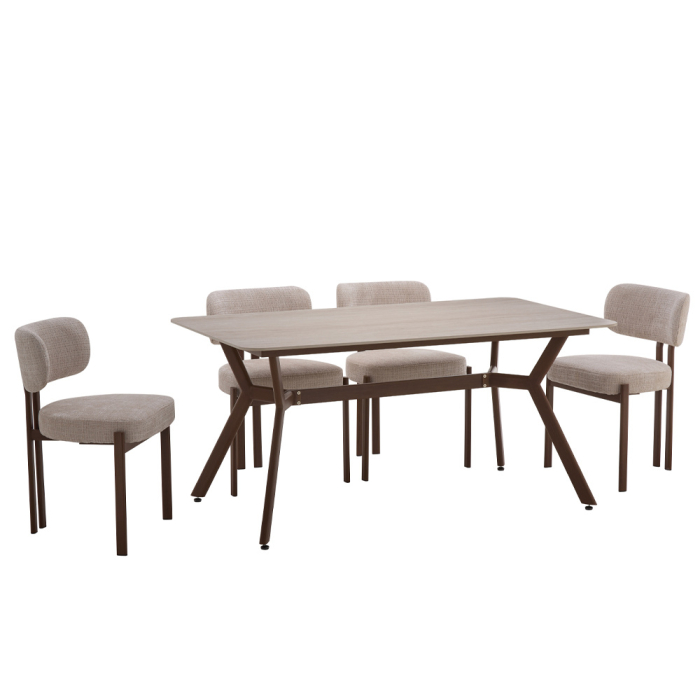 Masă dreptunghiulară de dining din piatra sinterizata bej [5]
