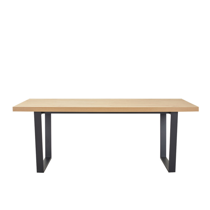 Masă dreptunghiulară de dining din melamină bej cu aspect de lemn natural [2]