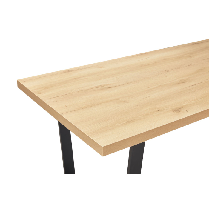 Masă dreptunghiulară de dining din melamină bej cu aspect de lemn natural [3]