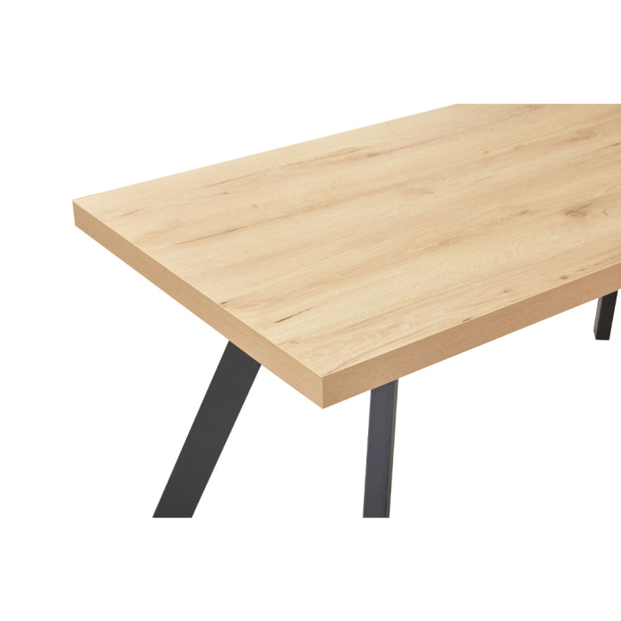 Masă dreptunghiulară de dining din melamină bej cu aspect de lemn natural [4]