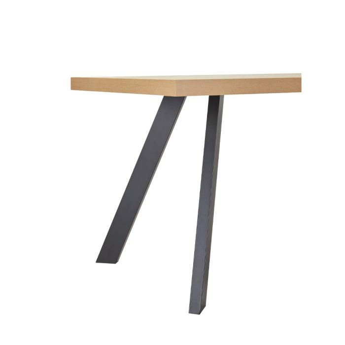Masă dreptunghiulară de dining din melamină bej cu aspect de lemn natural [5]