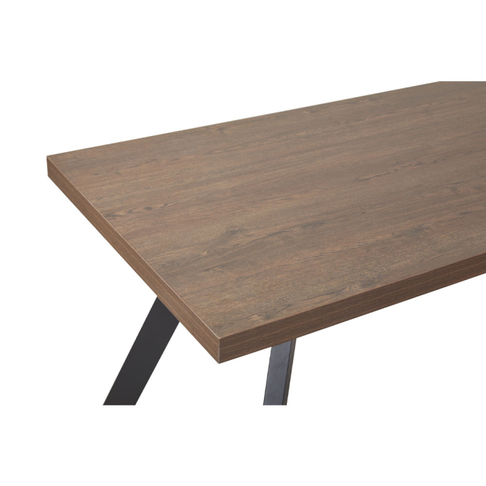 Masă dreptunghiulară de dining din melamină maro cu aspect de nuc [5]