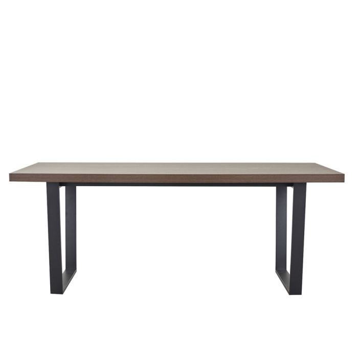 Masă dreptunghiulară de dining din melamină maro cu aspect de nuc [3]