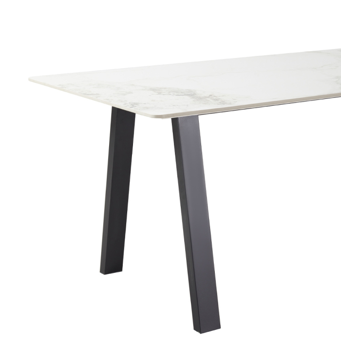 Masă dreptunghiulară de dining din piatră compozită albă cu aspect de piatră [5]