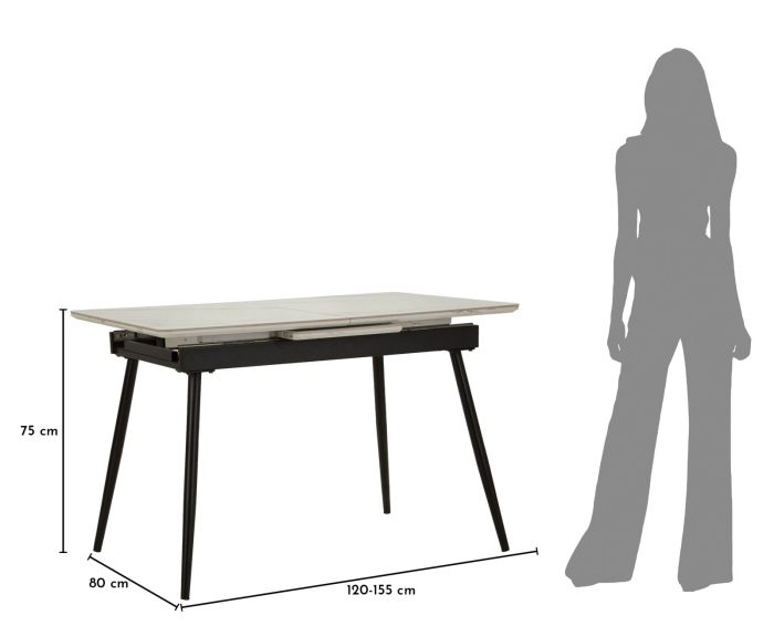 Masă dining extensibilă ceramică marmură albă [13]