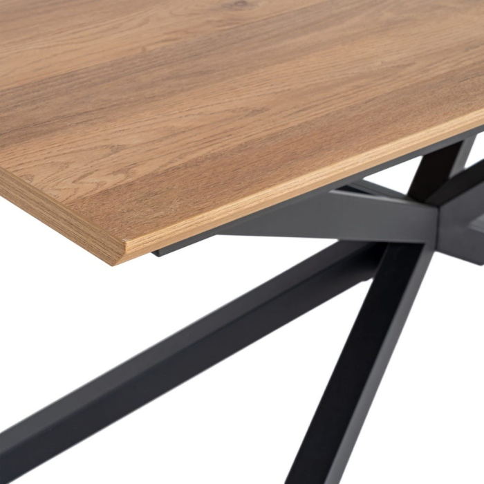 Masă extensibilă din mdf maro cu structura metalica neagra 160x90x76 cm [7]