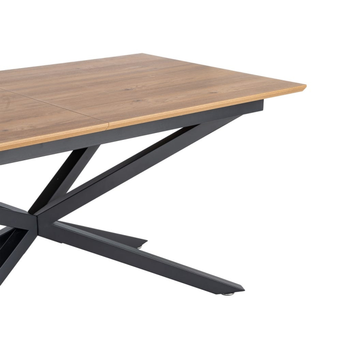 Masă extensibilă din mdf maro cu structura metalica neagra 160x90x76 cm [9]
