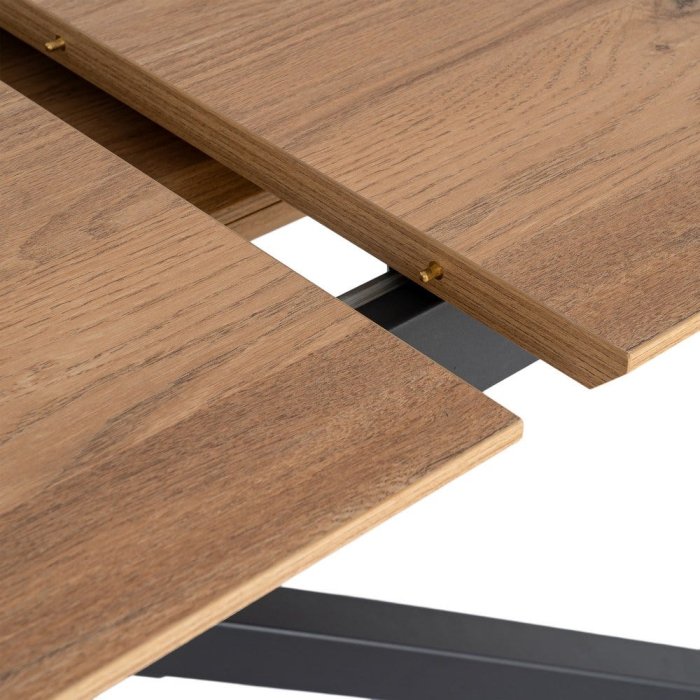 Masă extensibilă din mdf maro cu structura metalica neagra 160x90x76 cm [5]
