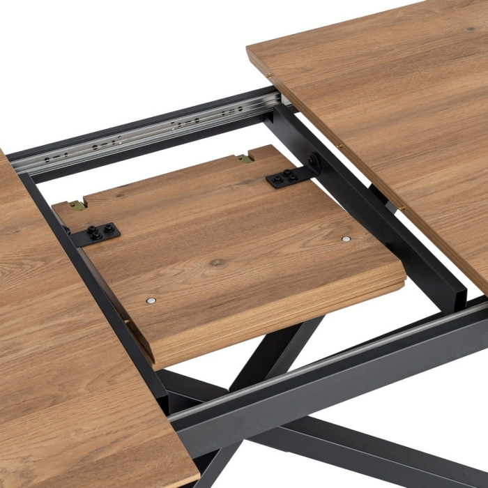 Masă extensibilă din mdf maro cu structura metalica neagra 160x90x76 cm [3]