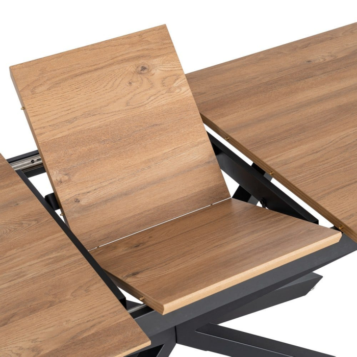 Masă extensibilă din mdf maro cu structura metalica neagra 160x90x76 cm [4]