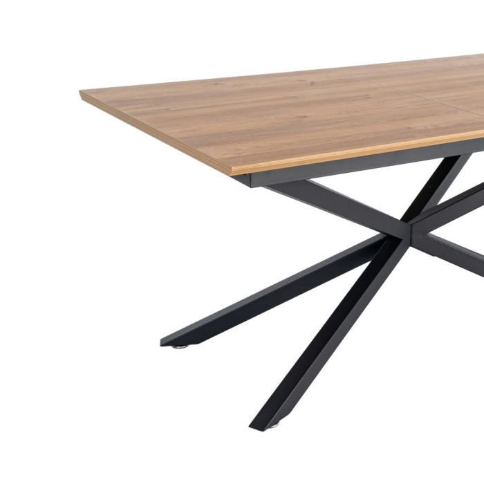 Masă extensibilă din mdf maro cu structura metalica neagra 160x90x76 cm [6]