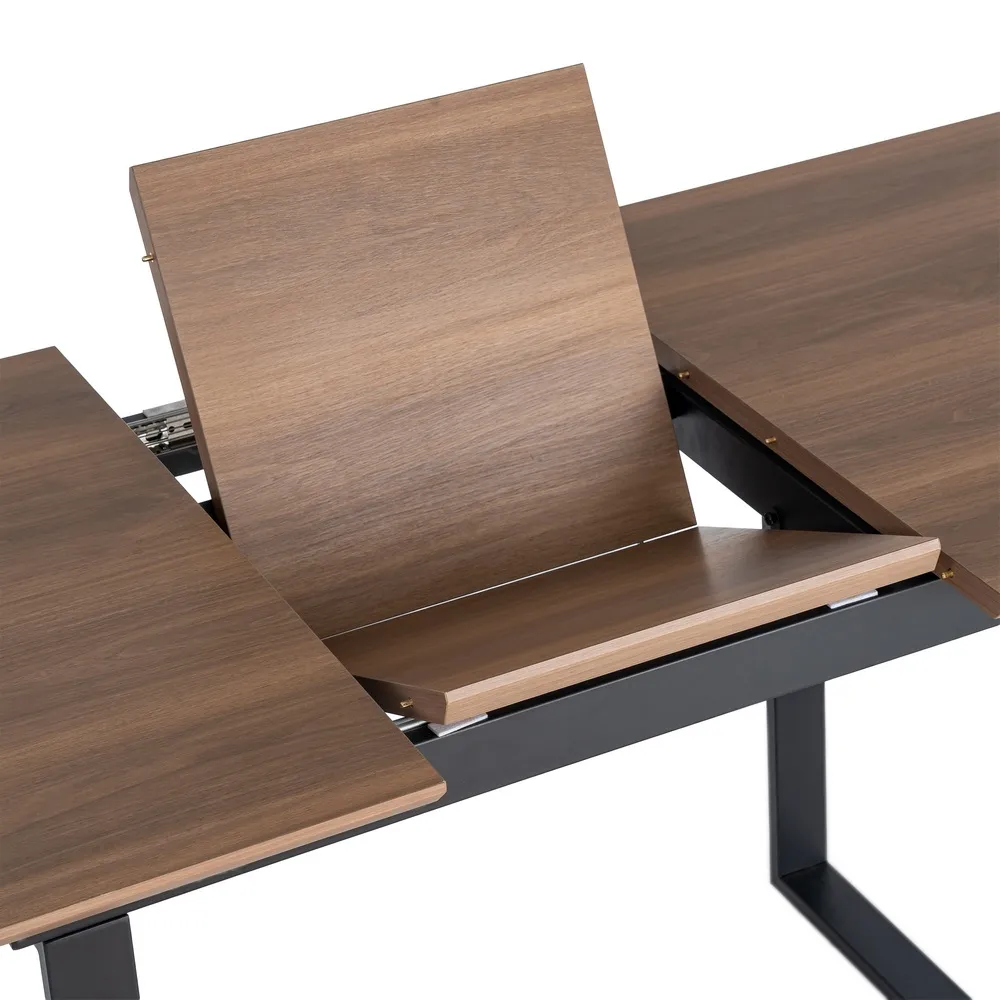 Masă extensibilă din mdf maro cu structura metalica neagra 120x80x76 cm [5]