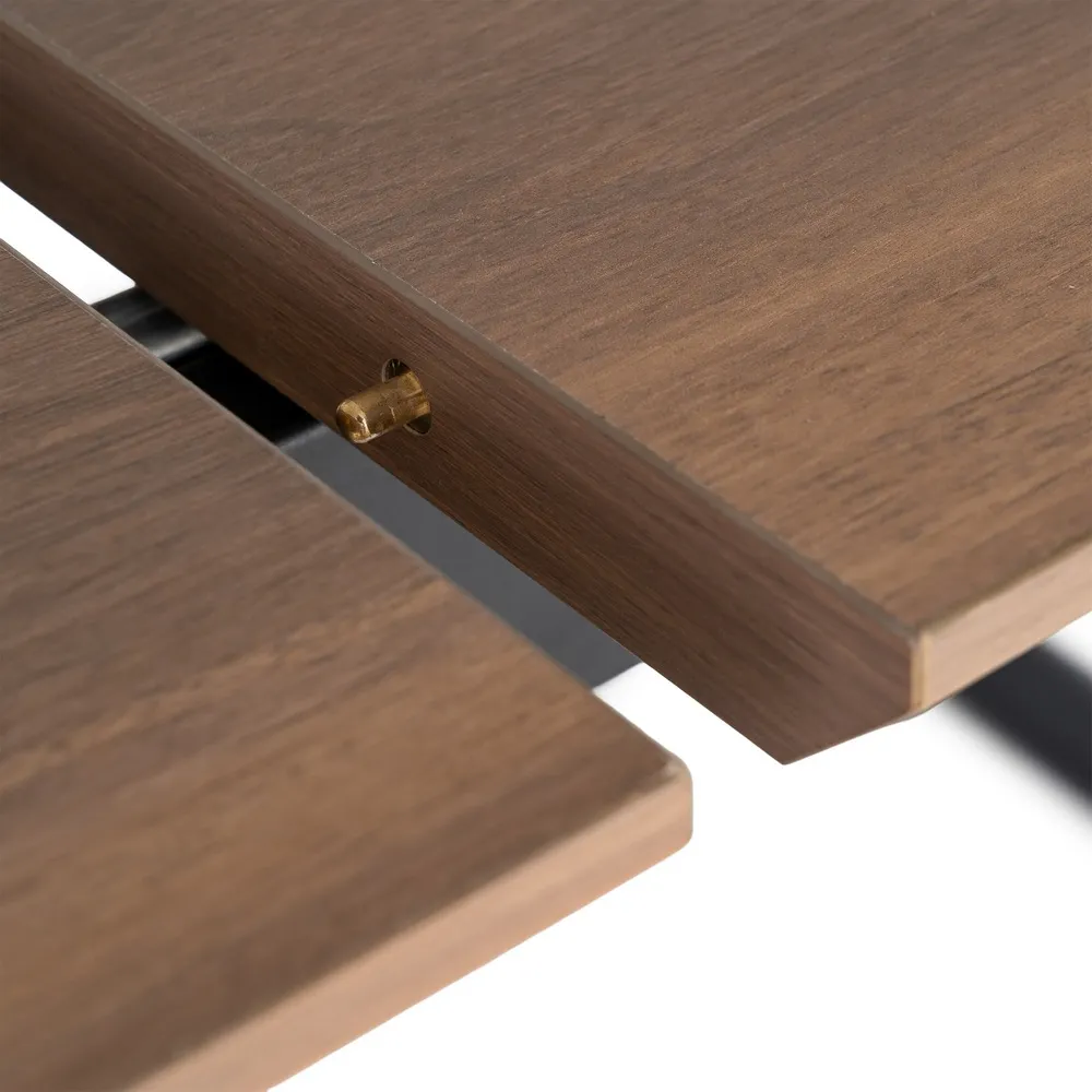 Masă extensibilă din mdf maro cu structura metalica neagra 120x80x76 cm [6]