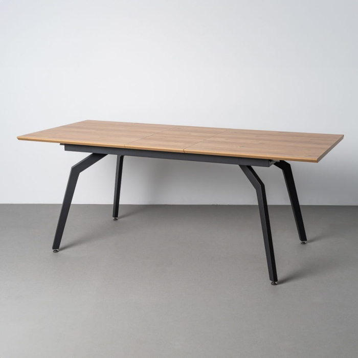 Masă extensibilă din mdf maro cu structura metalica neagra 160x90x76 cm [2]