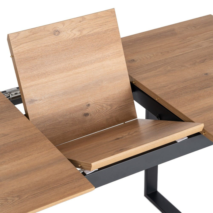 Masă extensibilă din mdf maro cu structura metalica neagra 120x80x76 cm [6]